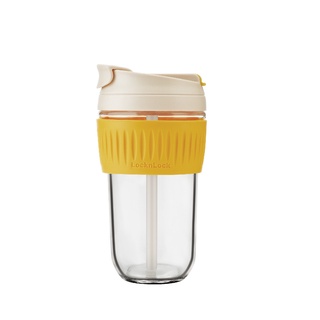 樂扣樂扣清新耐熱玻璃兩用隨行杯/附吸管/500ml/黃(LLG699YEL)
