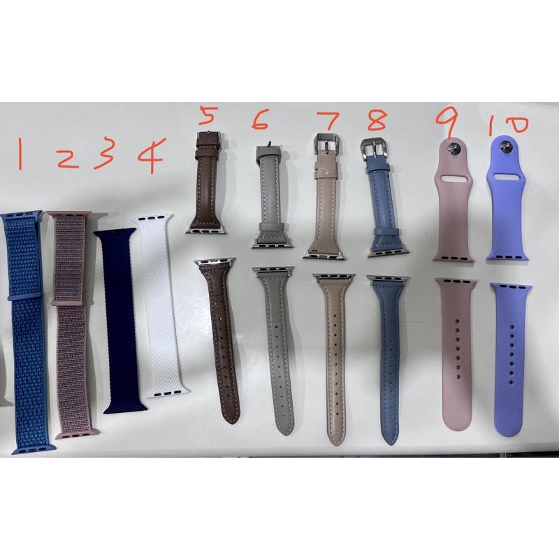 Apple watch錶帶（有二手及全新，均已無包裝非官方購買）皮革、編織彈力尼龍、矽膠編織紋路、矽膠