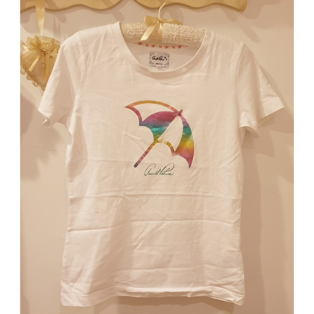 優雅 夏 Arnold Palmer 雨傘牌 白色 100% 精梳棉 女裝 上衣 T恤 38號 公司貨 彈性佳