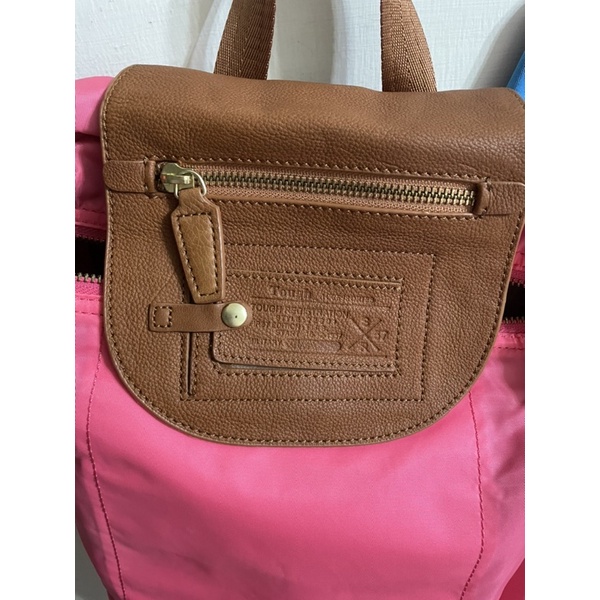 TOUGH粉紅色輕量皮革後背包，登山包，手提包，二手，保存良好