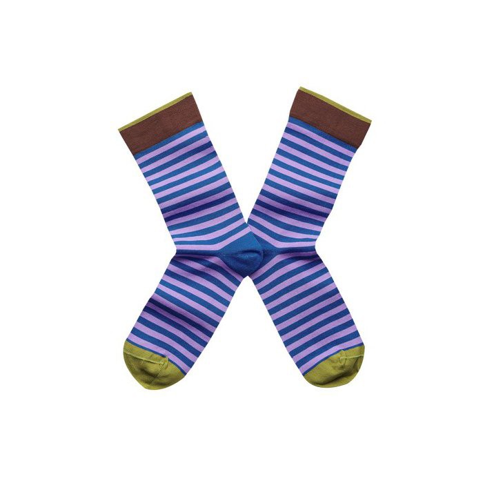 法國Bonne Maison Cobalt Stripe紫藍條紋藝術襪中統襪SO2-01