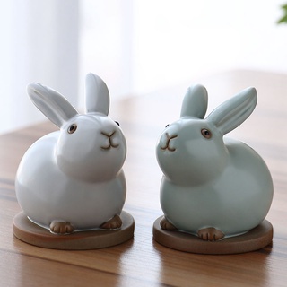 小麥「新店特惠」陶瓷兔子擺件 北歐居傢裝飾 桌麵擺飾 居傢裝飾 創意禮物 TQH1