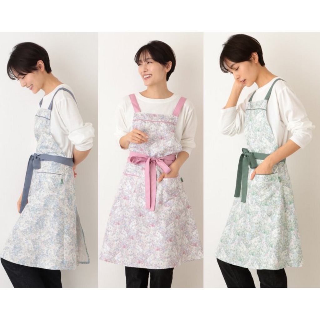 日本Afternoon Tea 小碎花圍裙 圍兜 工作服清新小碎花粉藍/粉綠/粉紅 正品代購