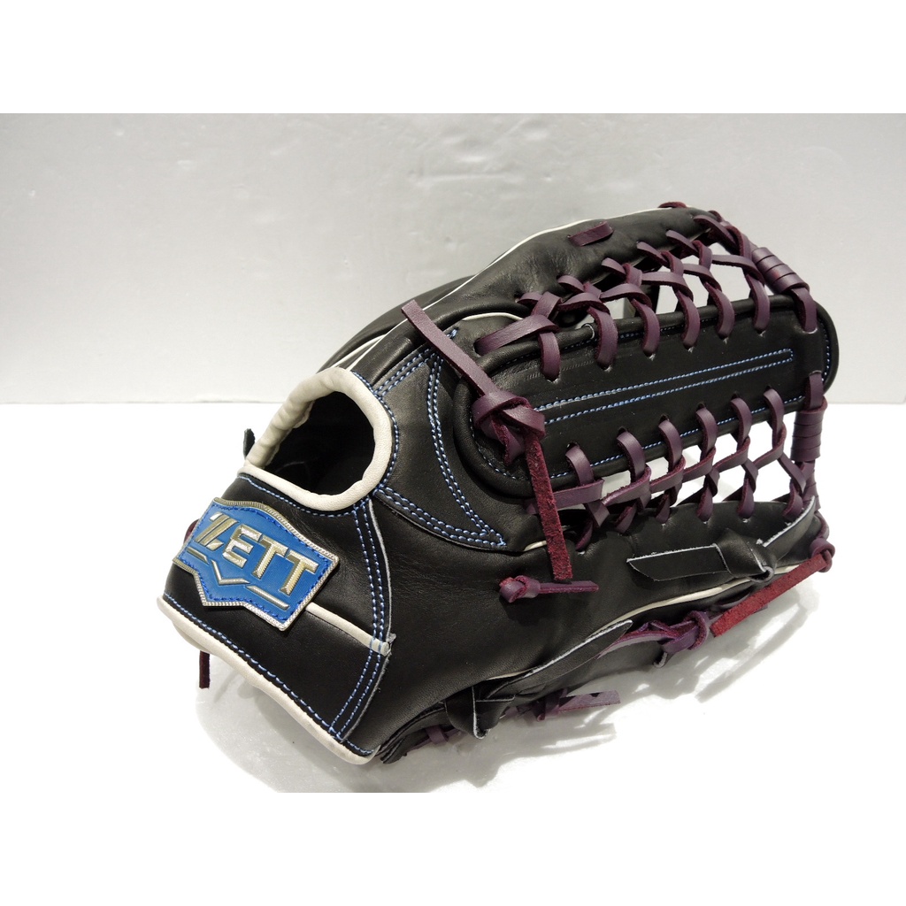 日本品牌 ZETT 硬式 棒球手套 壘球手套 牛舌檔 野手手套 黑/紫(BPGT-33238)附贈手套袋