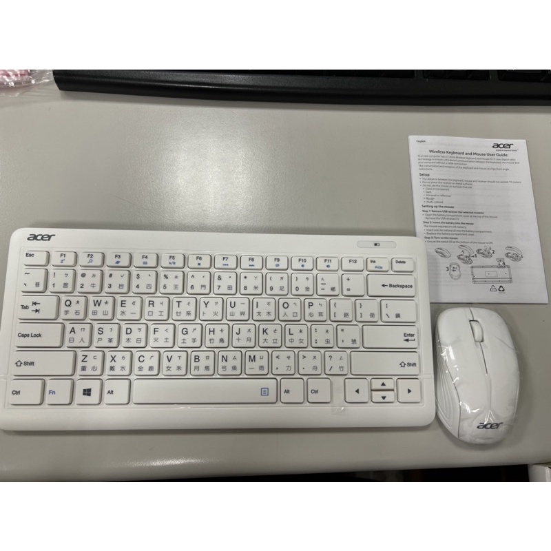 ACER 全新-原廠 無線鍵盤滑鼠組 超美全亮白 精美小鍵盤 KBRFAJ211