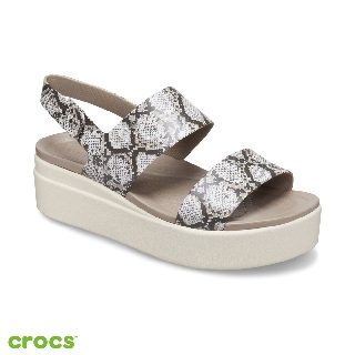 Crocs 女鞋 布魯克林厚底涼鞋 206453-93T 蛇皮紋