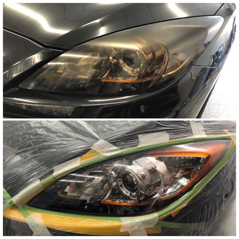 Mazda3 馬自達3 大燈修復，馬2、馬5、馬6、大燈氧化泛黃修復、大燈龜裂修復、大燈刮傷刮痕修復、抗uv硬化層重建