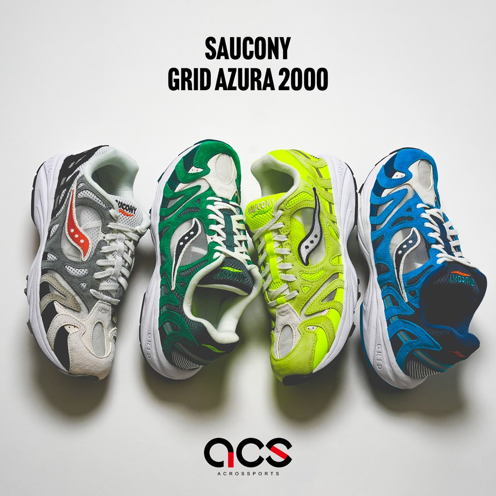 Saucony Grid Azura 2000 復古慢跑鞋 反光 Originals 男鞋 灰 藍 綠 螢光黃【ACS】