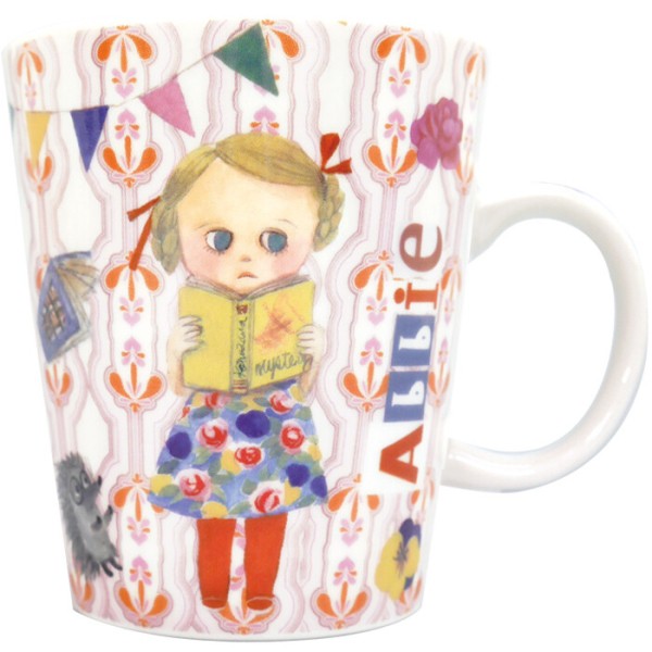 日本製250ml馬克杯水杯茶杯繪本畫家Ecoute!Feuyu女孩系列三種款式可愛有趣色彩豐富角色獨特居家用品日本代購