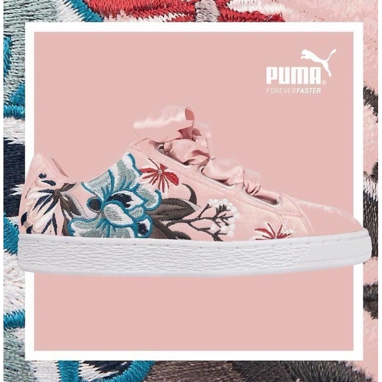 「日本限定🇯🇵」PUMA Suede 50週年🥳 限量花卉刺繡 💐緞帶鞋帶 日本購買 復古 乾燥粉