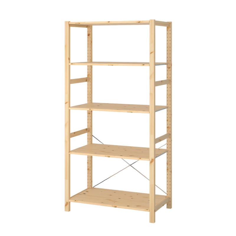 自有物品 Ikea宜家ivar實心松木層架 80x30x226cm 2側架 5層板 無印良品風格 蝦皮購物