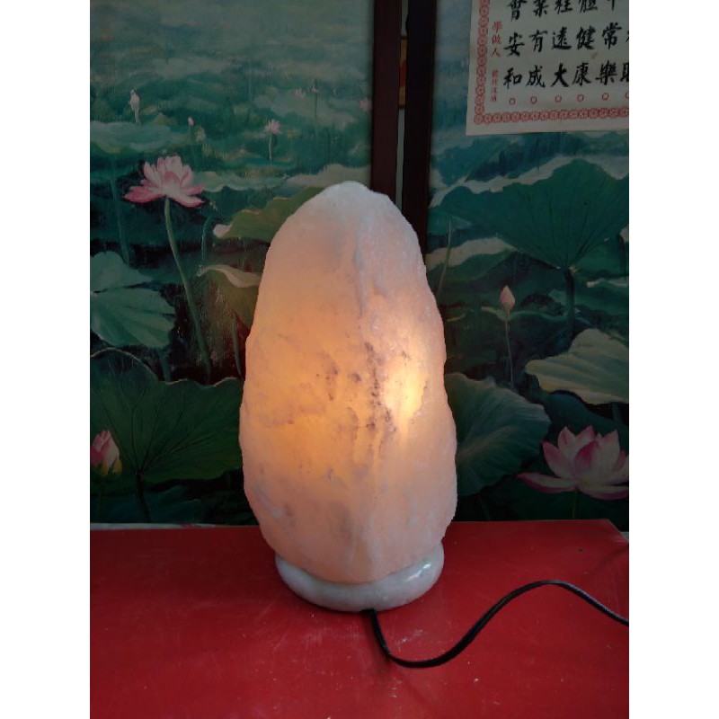 月理水晶鹽燈~10.5公斤喜馬拉雅雪白光明燈只賣2310元.付玉石座可調適開關