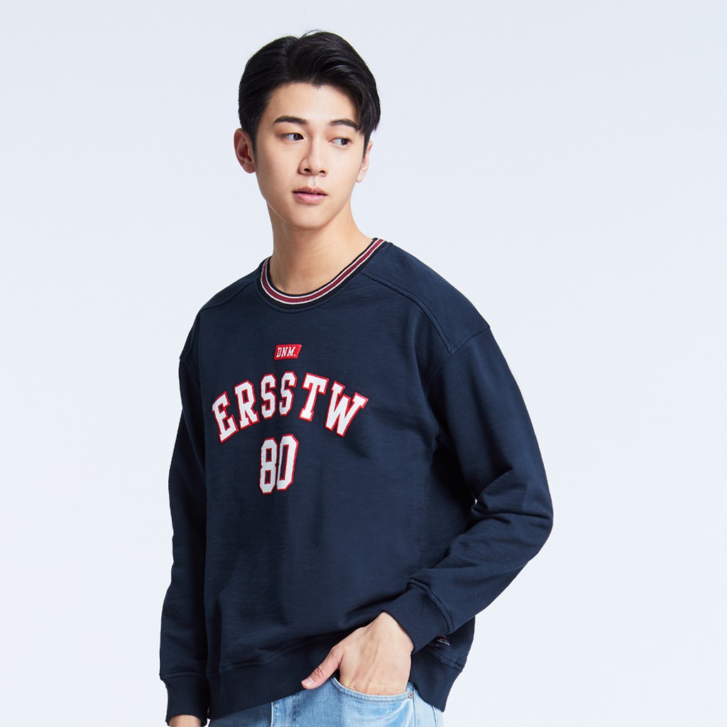 【ERSS】領配色美式運動風舒適純棉大學T - 男 丈青 K60153