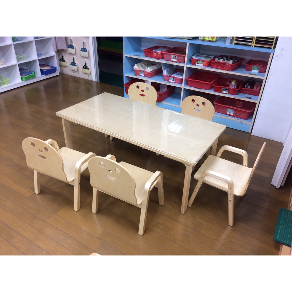 韓國 正品 DHOLIC 木製兒童書桌大長方桌 可替換桌腳款  兒童桌椅 幼兒園桌椅 成長桌椅&lt;下單請先聊聊&gt;