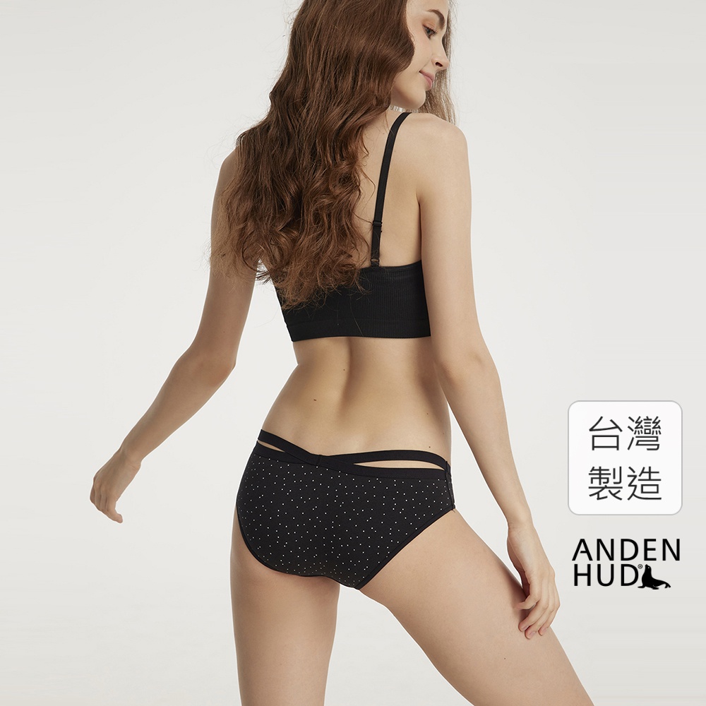 【Anden Hud】午夜巴黎．交叉美臀低腰三角內褲(黑-小點點) 台灣製