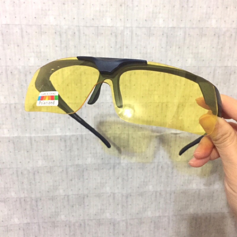 男用黃色夜視鏡【偏光可掀套鏡】時尚墨鏡/ 可掀式太陽眼鏡J21(細框) /防護鏡/護目鏡/抗UV