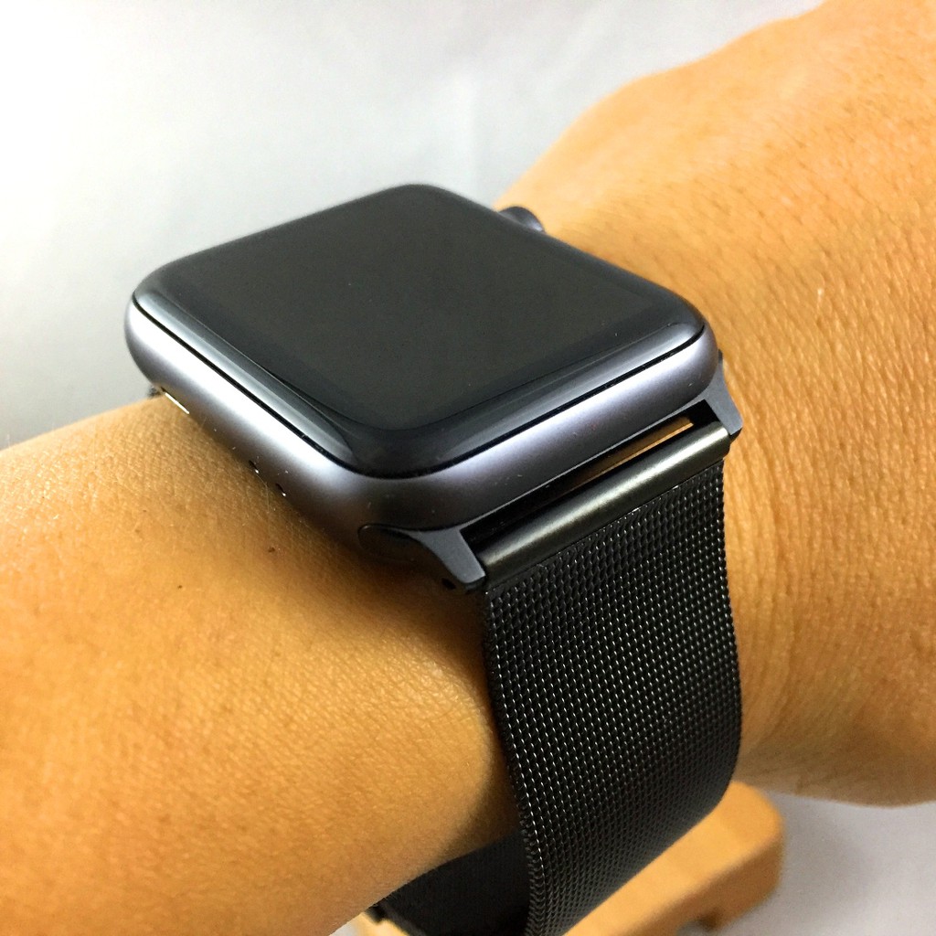 Apple Watch 3代4代代用錶帶米蘭網帶不鏽鋼經典爵黑可調整長度極致黑38 40 42 44 蝦皮購物