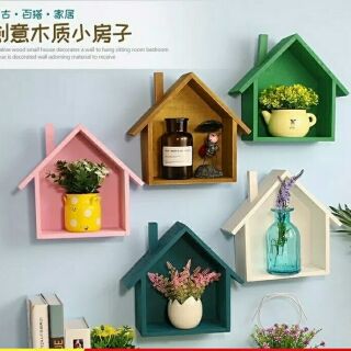 綸綸居家用品 （無痕釘）復古小房子 牆飾壁掛客廳房屋牆上房間裝飾牆面置物架 牆壁裝飾品