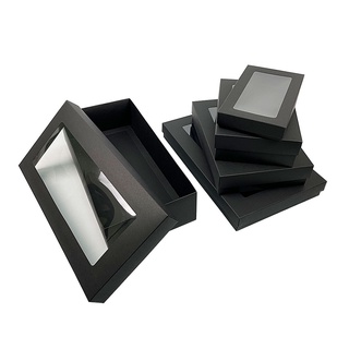 ☆╮Jessice 雜貨小鋪 ╭☆W系列 上下蓋 手折盒 黑牛皮 手工 天窗 折盒 包裝 用品 禮盒 紙盒 每包5入