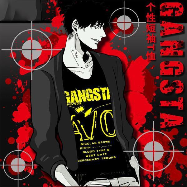 小糖 动漫黑街gangsta匪徒尼古军牌狗牌周边二次元短袖清凉t恤 蝦皮購物