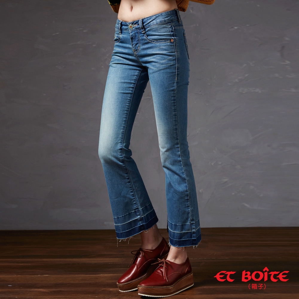 ET BOiTE 箱子 BLUE WAY -經典低腰靴型褲(淺藍)