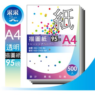 A4 95磅/95P描圖紙/半透明描圖紙 手繪、噴墨、雷射皆適用 大圖輸出 平張規格A0~A4 另有繪圖紙