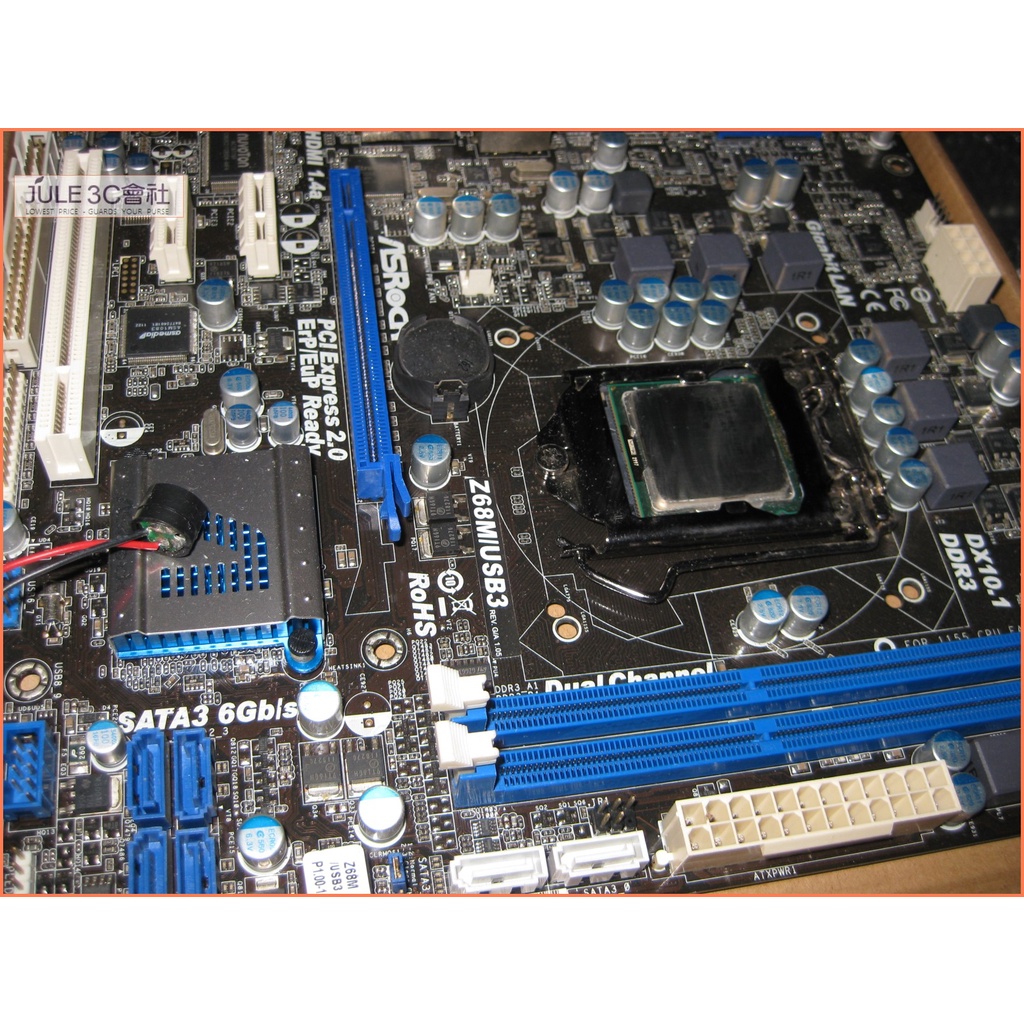 JULE 3C會社-華擎 Z68M/USB3 Z68/DDR3/送i3 CPU/全固態/MATX/1155 主機板