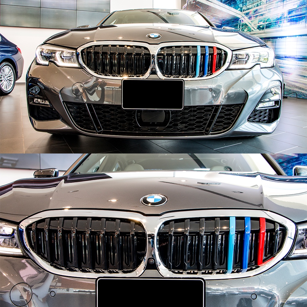 現貨 抗UV烤漆 @ BMW 3系列 G20/G21 三色飾條 烤漆款 水箱罩三色條 寶馬改裝鼻頭卡扣式三色條
