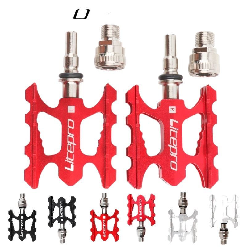 ◈☍litepro快拆腳踏折疊自行車鋁合金培林腳踏小布適用Brompton改裝