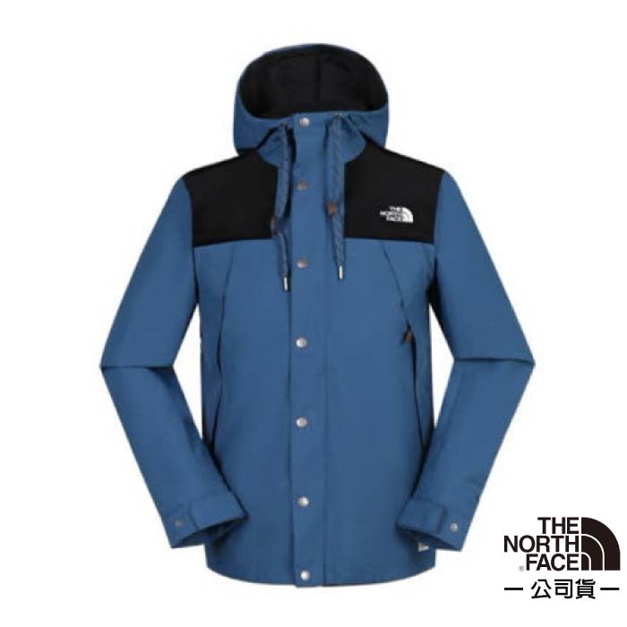 【美國 The North Face】男 WindWall 防風防潑透氣連帽外套 雙向拉鍊門襟 3VTZ 藍 N