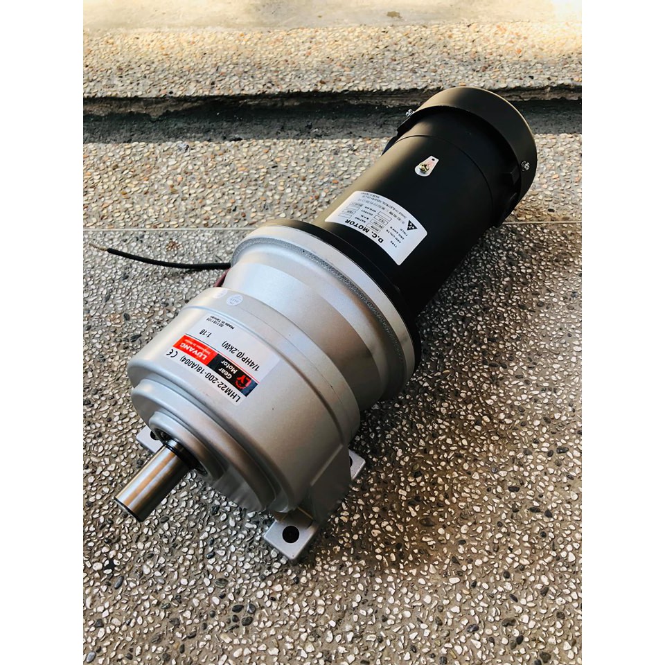 台製全新品 臥式DC12V 200W 18-1 軸心22mm 直流減速馬達-直流馬達-傳動馬達-扭力馬達-車用馬達-