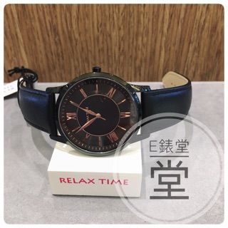 可議價!!!RELAX TIME 學院風格 情侶對錶-大(RT-58-9M)部落客推薦款 黑面 玫瑰金 42mm