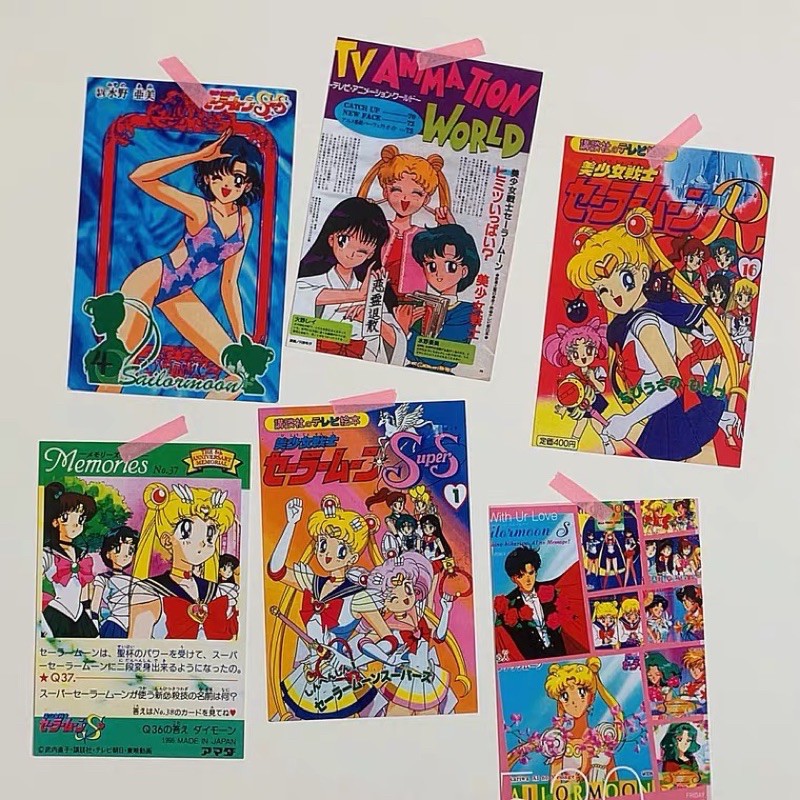 （現貨秒出）日本美少女戰士懷舊漫畫原宿復古少女明信片+贈圓點貼紙/手帳牆面裝飾卡片套組小海報