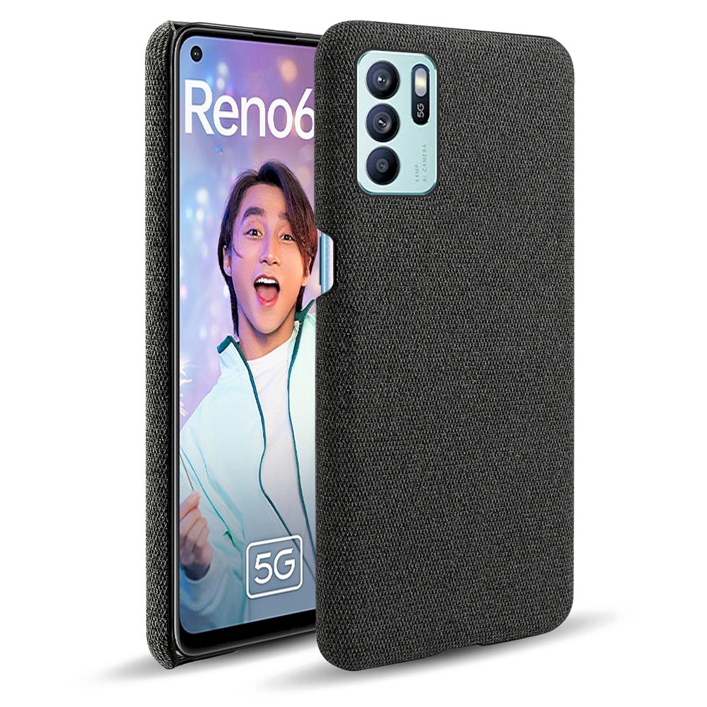 OPPO Reno 4 5 6 Pro 5G 4z 5z 6z 皮革保護殼尼龍布紋素色背蓋日式簡約手機殼保護套手機套