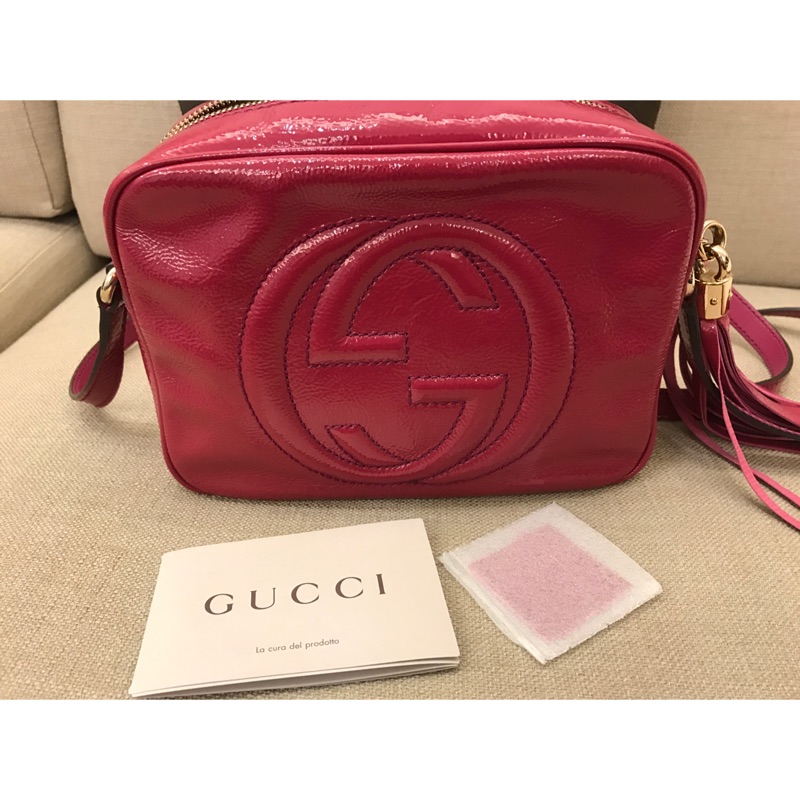 Gucci soho disco bag 桃紅漆皮斜背包