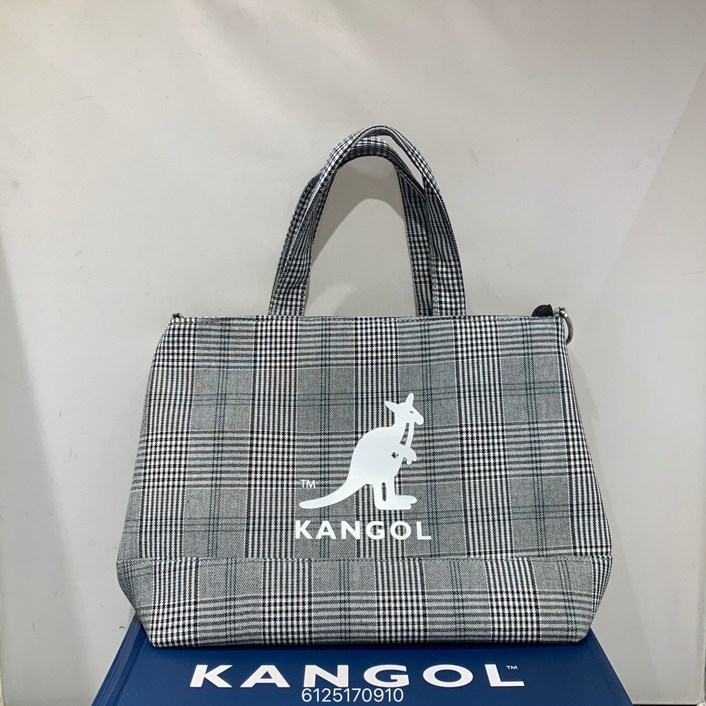 KANGOL Tote Bag 灰色格紋帆布側背包 6125170910