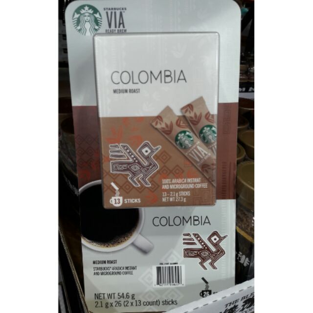 Costco代購 STARBUCKS VIA哥倫比亞即溶研磨咖啡(2.1公克*26包入)