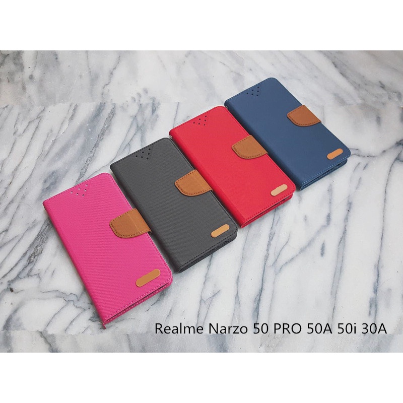 Realme Narzo 50 Pro 50A 50i 30A 斜壓紋簡約可站立磁扣皮套 保護殼
