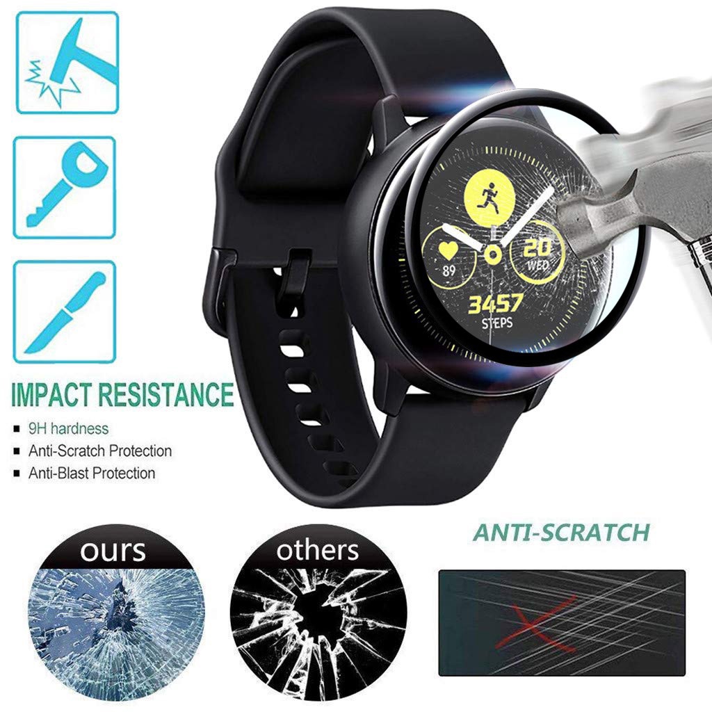 適用於三星Galaxy Watch Active 2水凝膜/3D熱彎全屏曲面鋼化玻璃膜 TPU保護膜  防爆膜 2片裝