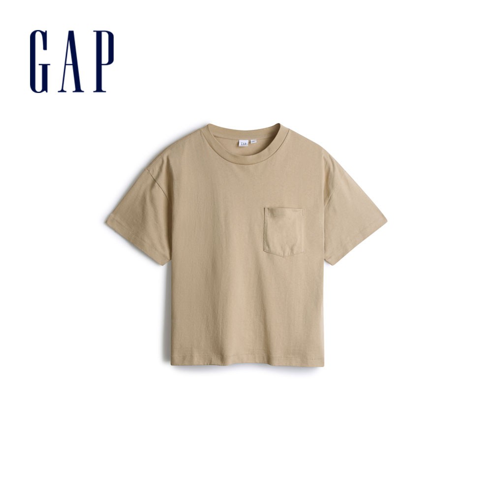 Gap 女裝 舒適圓領短袖T恤 厚磅密織系列-駝色(540785)