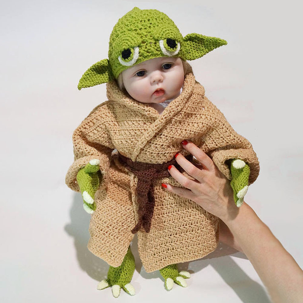 星際大戰yoda baby嬰兒尤達大師毛線針織兒童拍照服裝帽尤達cosplay可愛嬰兒針織服裝嬰兒拍攝服裝曼洛大人