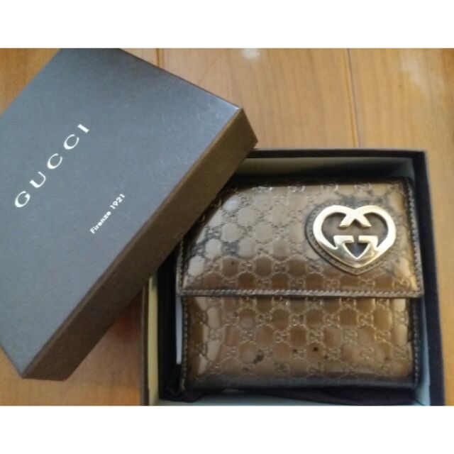 Gucci 愛心Logo女用短夾