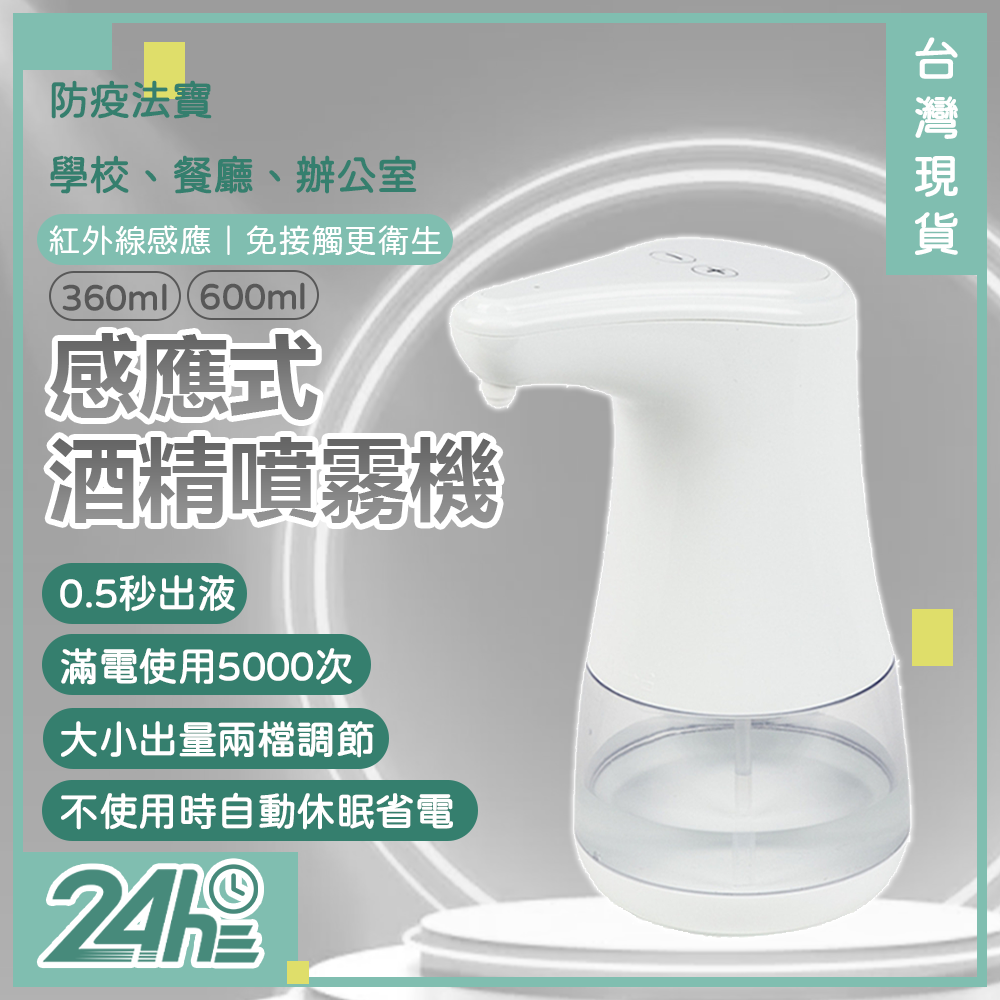 自動感應式酒精噴霧機 360ml 免接觸 消毒機 酒精噴霧機 自動洗手機 多場景適用♛