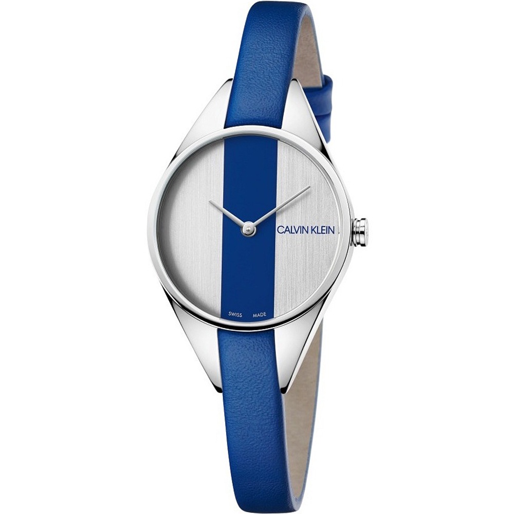 Calvin Klein CK女  流線型時尚腕錶(K8P231V6)-藍白