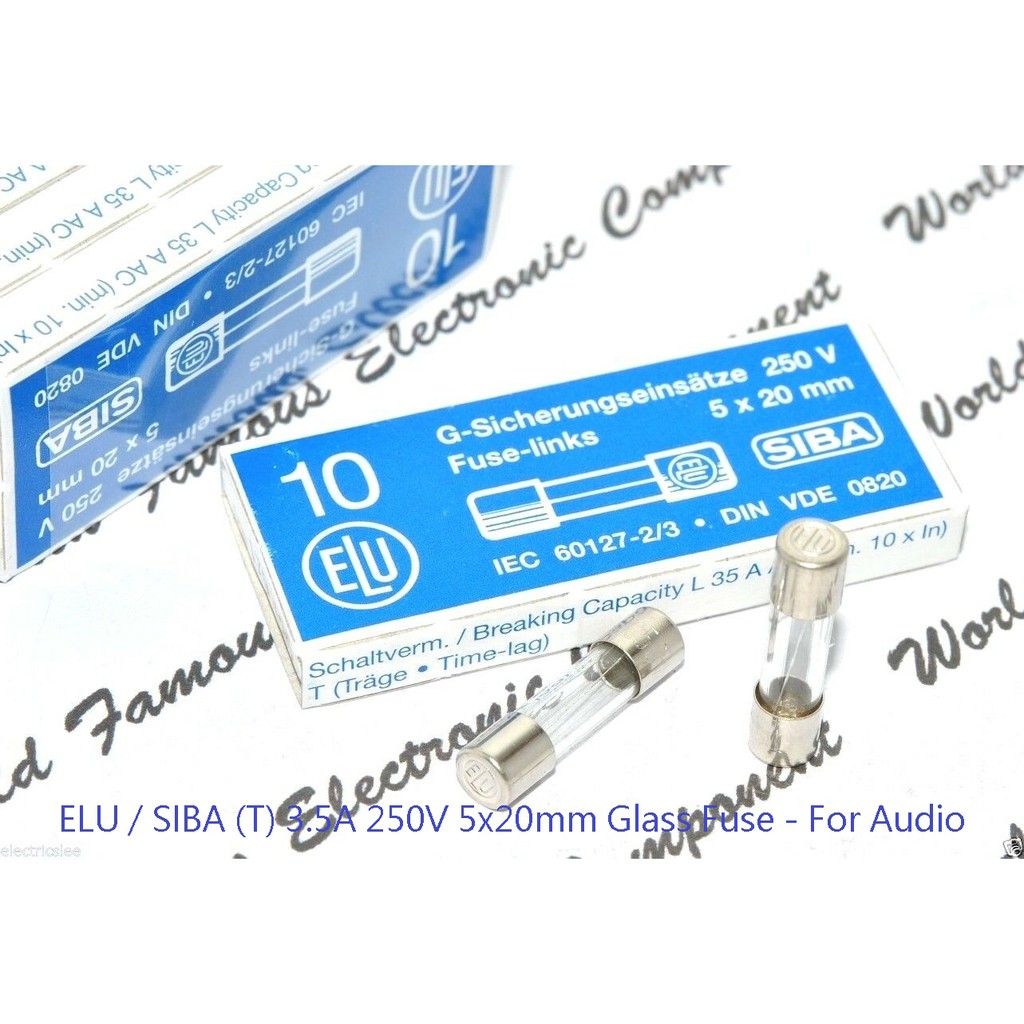 1個 - 德國 ELU 3.5A 250V (T慢熔) 5x20mm 玻璃 保險絲 FOR AUDIO