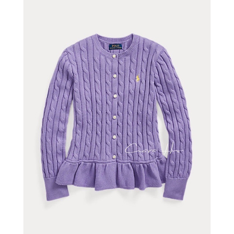 ‼️現貨 美國正品 RALPH LAUREN 紫色針織外套（女大童XL）Hampton Purple