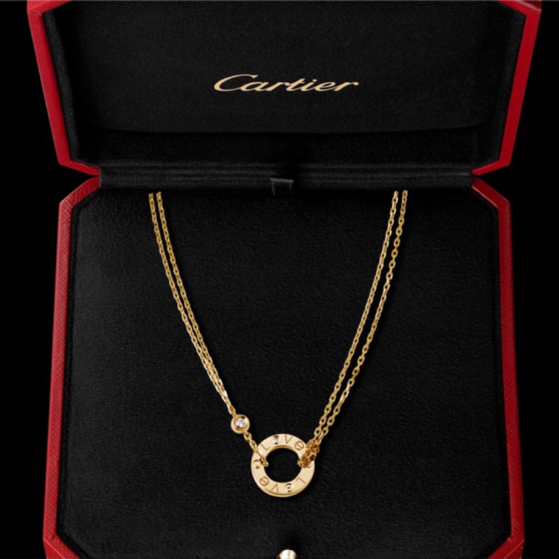 Cartier 卡地亞 love 鑽石項鍊 K金 盒子