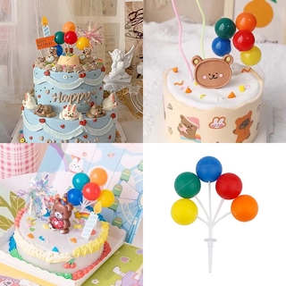 Ins 七彩氣球蛋糕禮帽塑料氣球生日派對裝飾蛋糕旗甜點裝飾