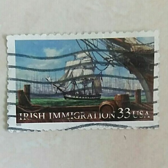 美國郵票 1999 年愛爾蘭移民 33c 使用