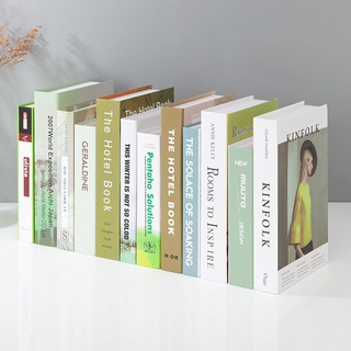 綠色現代簡約假書擺件北歐風格仿真書裝飾品創意擺設道具模型書本